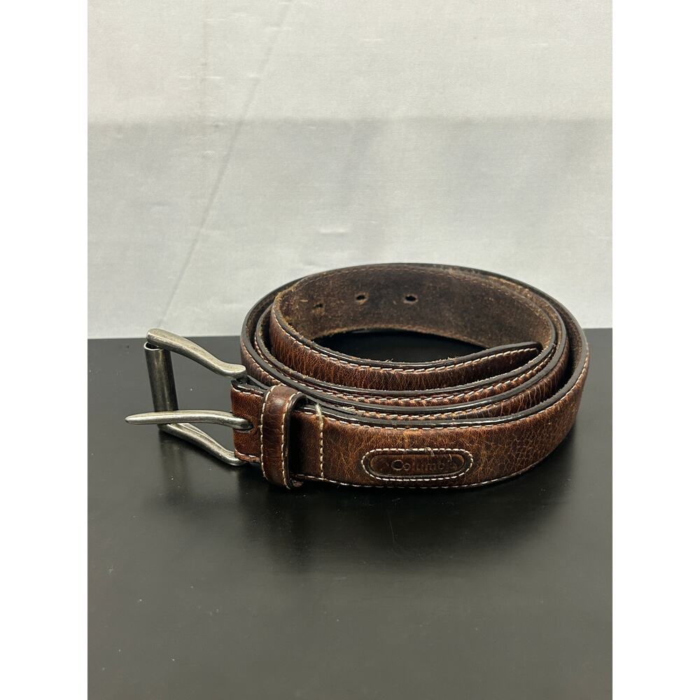 Columbia Brown Leather Belt 1.25" Wide Size 46 (Holes for 45"-51" Waist)